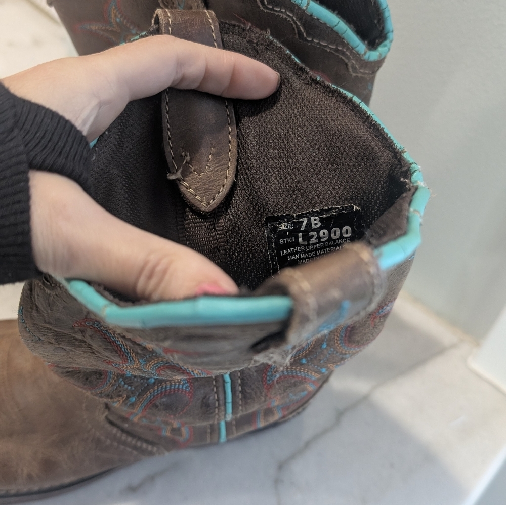 Justin Boots Gypsy Raya Brown and Teal Cowboy Boots Women's Size 7 - Picture 9 of 13